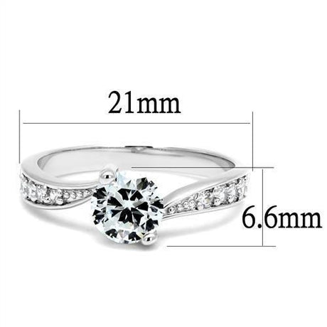 Rhodium Brass Ring with AAA Grade CZ  in Clear