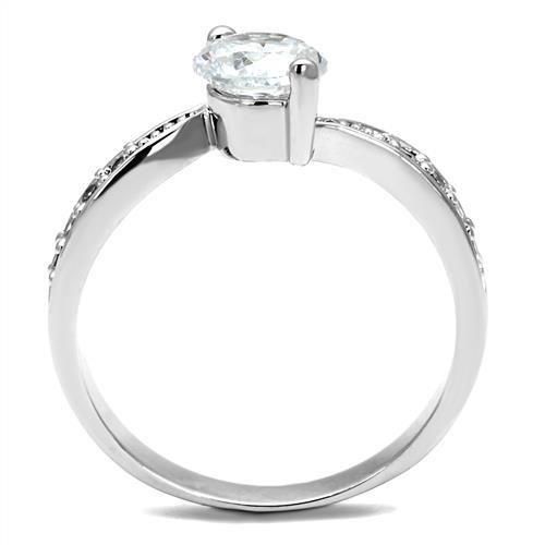 Rhodium Brass Ring with AAA Grade CZ  in Clear