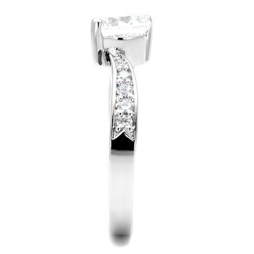 Rhodium Brass Ring with AAA Grade CZ  in Clear
