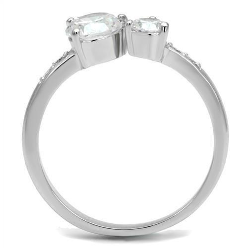 Rhodium Brass Ring with AAA Grade CZ  in Clear