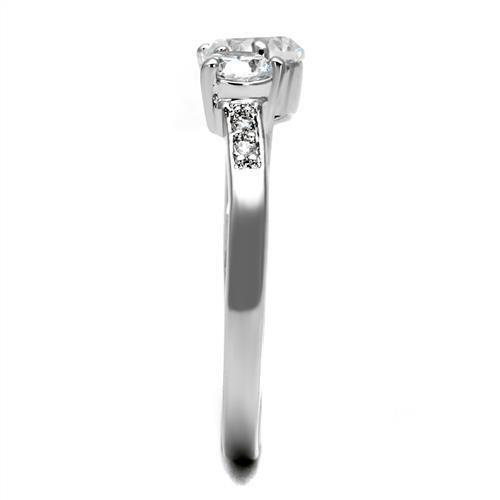 Rhodium Brass Ring with AAA Grade CZ  in Clear