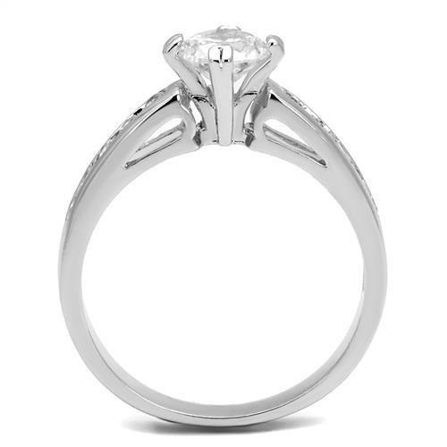 Rhodium Brass Ring with AAA Grade CZ  in Clear