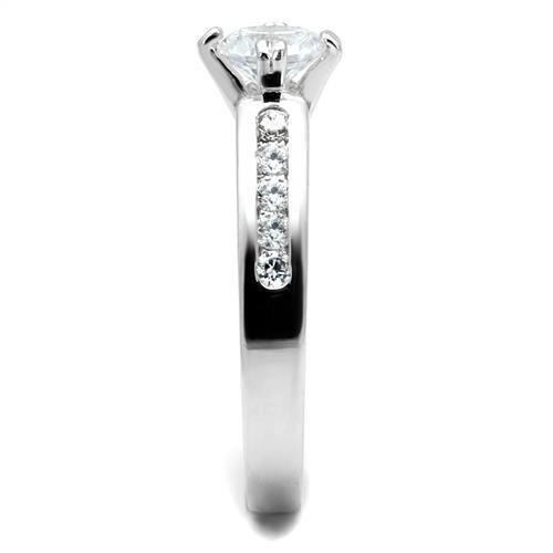 Rhodium Brass Ring with AAA Grade CZ  in Clear