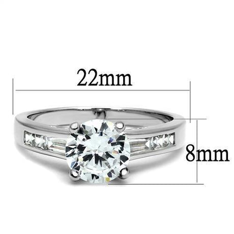 Rhodium Brass Ring with AAA Grade CZ  in Clear