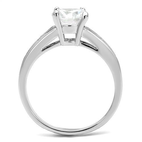 Rhodium Brass Ring with AAA Grade CZ  in Clear