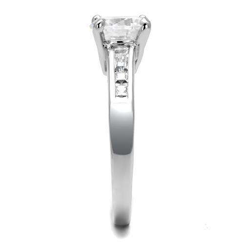 Rhodium Brass Ring with AAA Grade CZ  in Clear