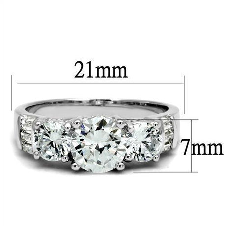 Rhodium Brass Ring with AAA Grade CZ  in Clear