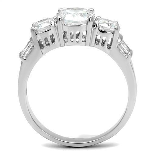 Rhodium Brass Ring with AAA Grade CZ  in Clear