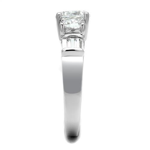 Rhodium Brass Ring with AAA Grade CZ  in Clear