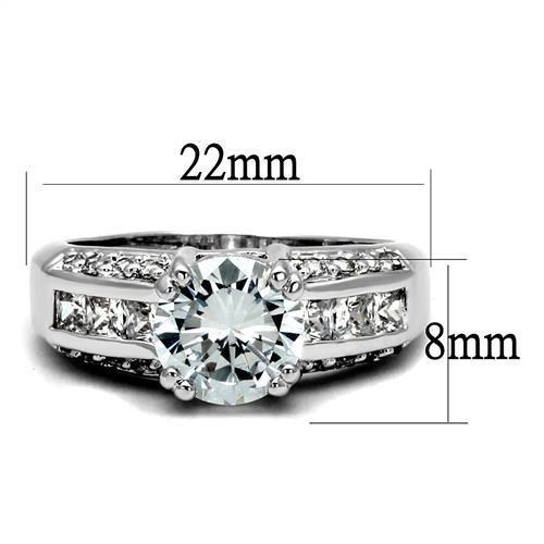 Rhodium Brass Ring with AAA Grade CZ  in Clear