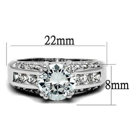 Rhodium Brass Ring with AAA Grade CZ  in Clear