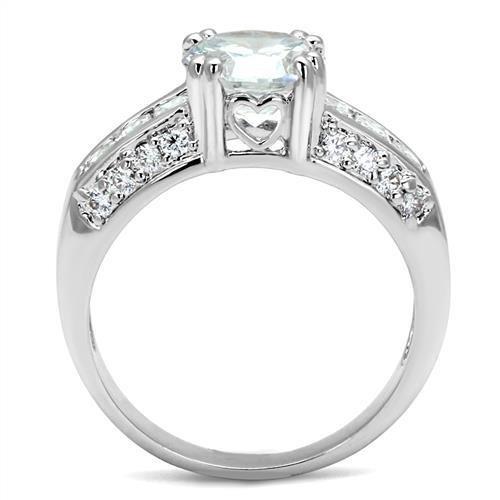 Rhodium Brass Ring with AAA Grade CZ  in Clear