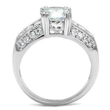 Rhodium Brass Ring with AAA Grade CZ  in Clear