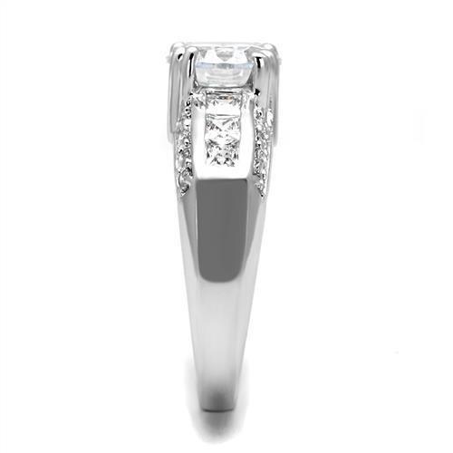 Rhodium Brass Ring with AAA Grade CZ  in Clear