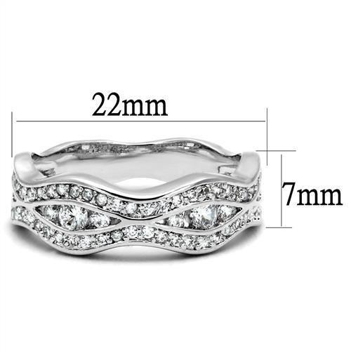 Rhodium Brass Ring with AAA Grade CZ  in Clear