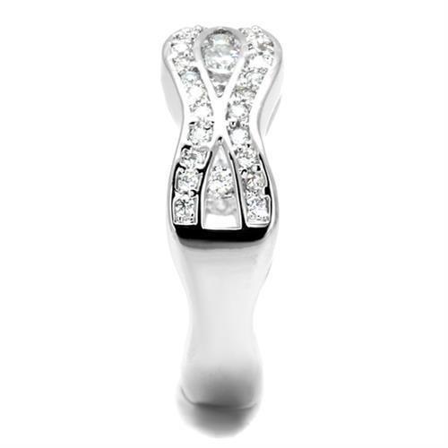 Rhodium Brass Ring with AAA Grade CZ  in Clear