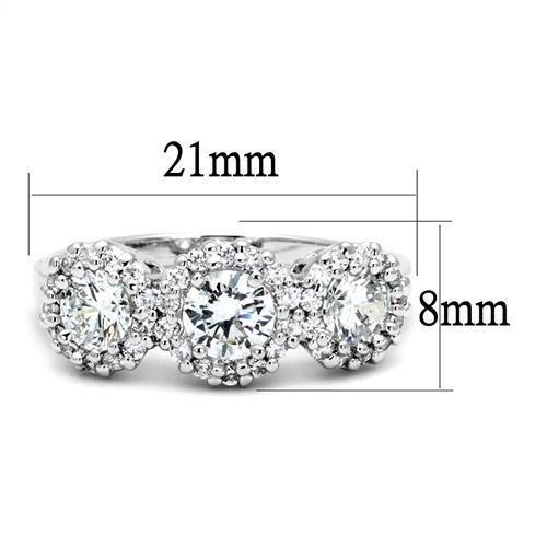 Rhodium Brass Ring with AAA Grade CZ  in Clear