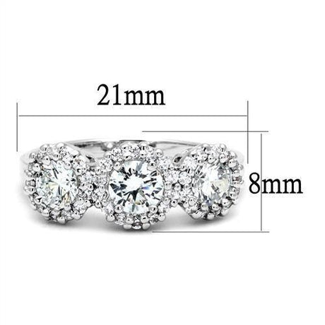 Rhodium Brass Ring with AAA Grade CZ  in Clear