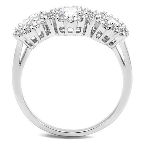 Rhodium Brass Ring with AAA Grade CZ  in Clear