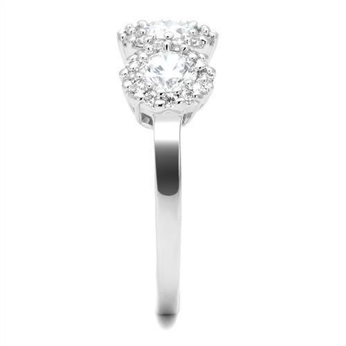 Rhodium Brass Ring with AAA Grade CZ  in Clear