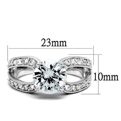 Rhodium Brass Ring with AAA Grade CZ  in Clear