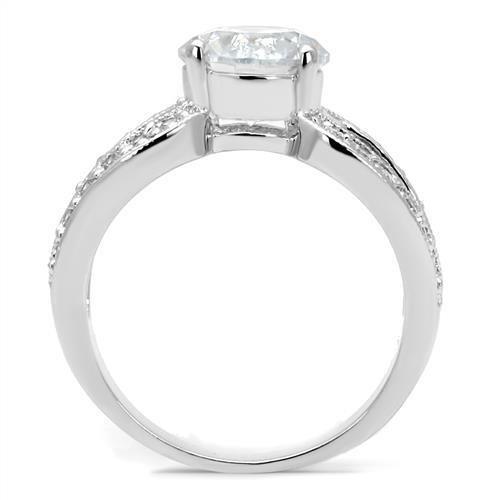 Rhodium Brass Ring with AAA Grade CZ  in Clear