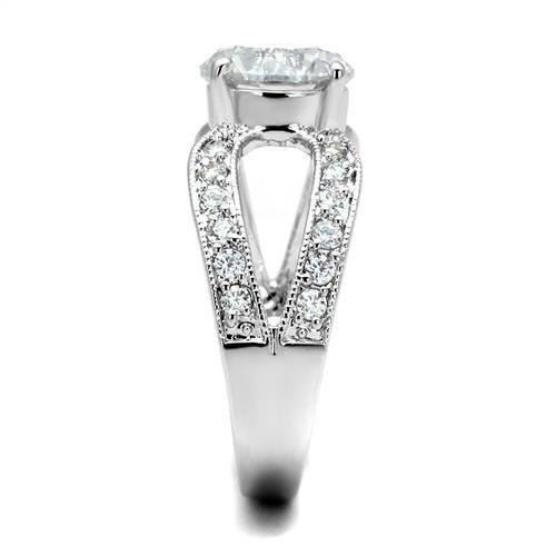 Rhodium Brass Ring with AAA Grade CZ  in Clear
