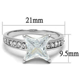 Rhodium Brass Ring with AAA Grade CZ  in Clear