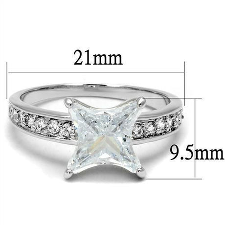 Rhodium Brass Ring with AAA Grade CZ  in Clear