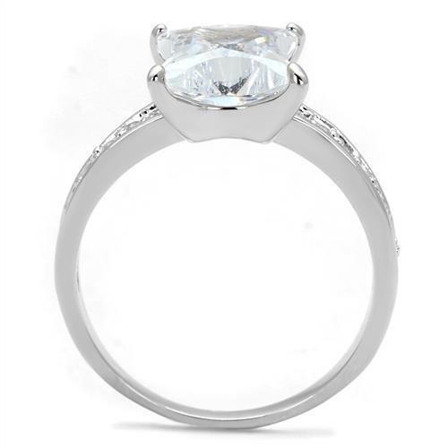 Rhodium Brass Ring with AAA Grade CZ  in Clear