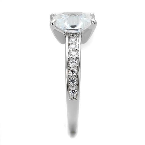 Rhodium Brass Ring with AAA Grade CZ  in Clear