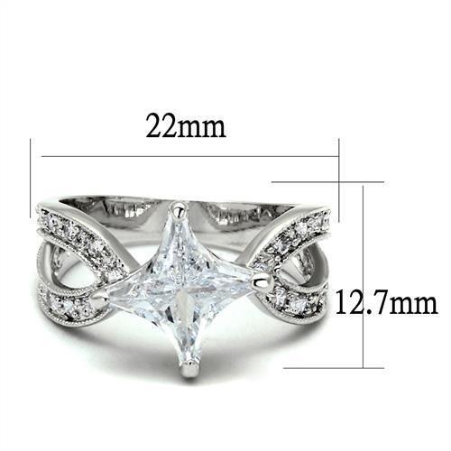 Rhodium Brass Ring with AAA Grade CZ  in Clear