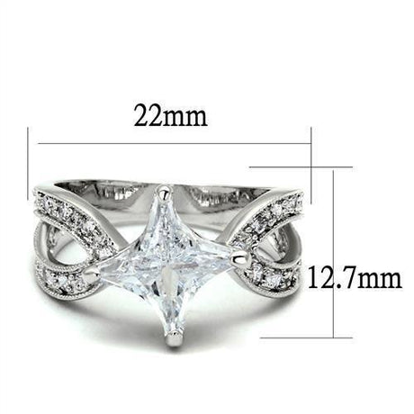 Rhodium Brass Ring with AAA Grade CZ  in Clear