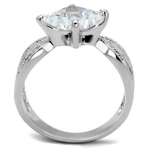 Rhodium Brass Ring with AAA Grade CZ  in Clear