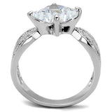 Rhodium Brass Ring with AAA Grade CZ  in Clear