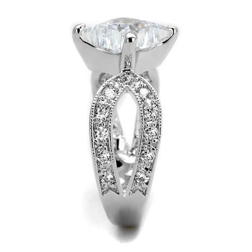 Rhodium Brass Ring with AAA Grade CZ  in Clear