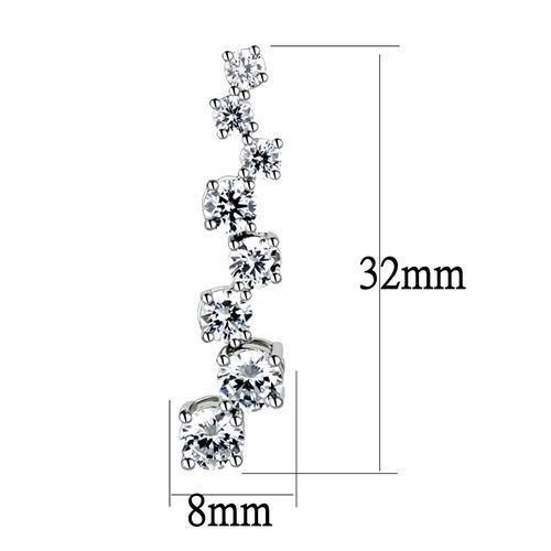 Rhodium Brass Earrings with AAA Grade CZ  in Clear