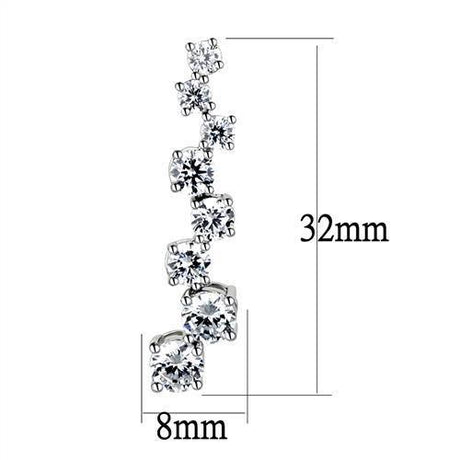 Rhodium Brass Earrings with AAA Grade CZ  in Clear