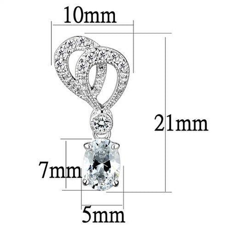 Rhodium Brass Earrings with AAA Grade CZ  in Clear