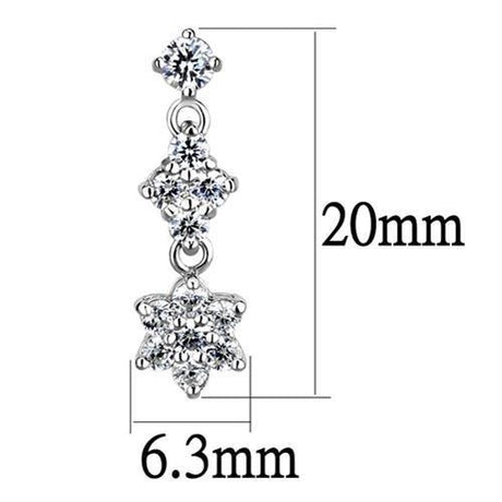 Rhodium Brass Earrings with AAA Grade CZ  in Clear