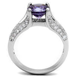 Rhodium Brass Ring with AAA Grade CZ  in Amethyst
