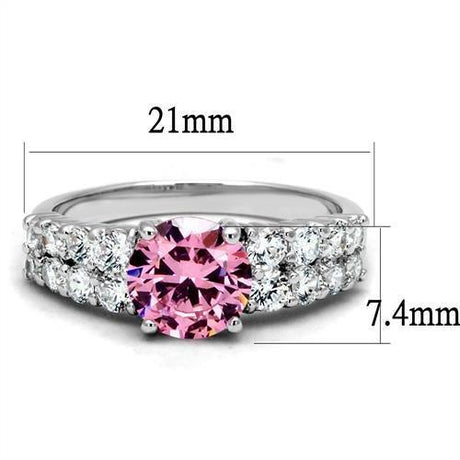 Rhodium Brass Ring with AAA Grade CZ  in Rose