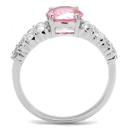 Rhodium Brass Ring with AAA Grade CZ  in Rose