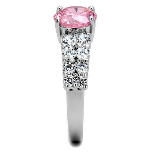 Rhodium Brass Ring with AAA Grade CZ  in Rose