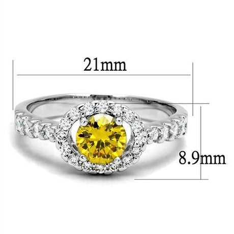 Rhodium Brass Ring with AAA Grade CZ  in Topaz
