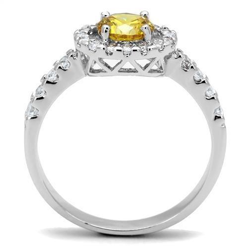 Rhodium Brass Ring with AAA Grade CZ  in Topaz