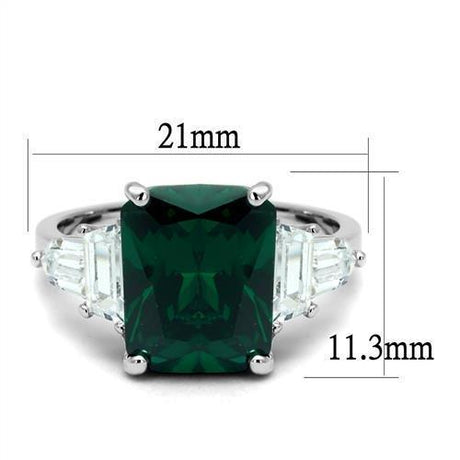 Rhodium Brass Ring with Synthetic Spinel in Emerald