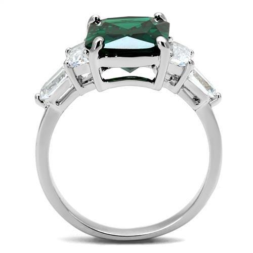 Rhodium Brass Ring with Synthetic Spinel in Emerald