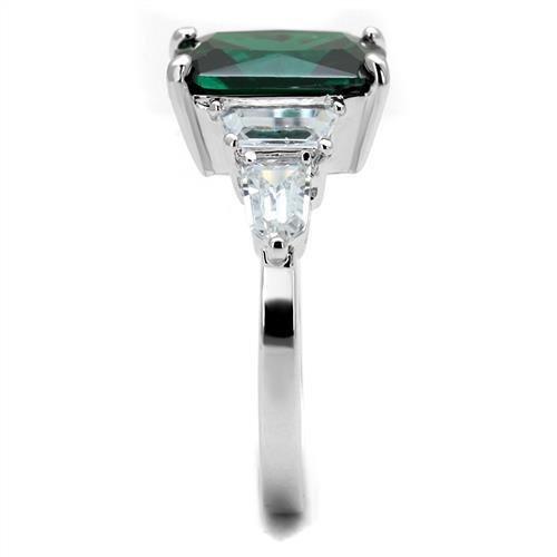 Rhodium Brass Ring with Synthetic Spinel in Emerald