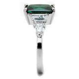 Rhodium Brass Ring with Synthetic Spinel in Emerald